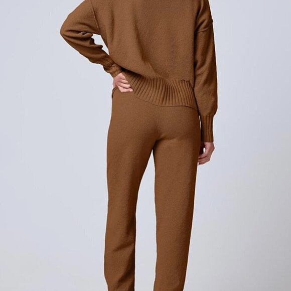 Anrabess Women's Waffle Knit Long Sleeve Cardigan Set Size M Brown NWT - Picture 2 of 3